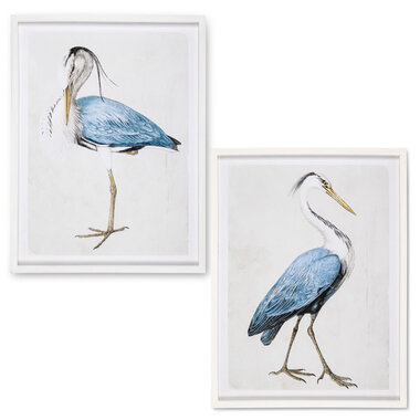 Gerson 23.62"W x 31.5"H  Set of 2  Blue And White Heron Wall Art  95860