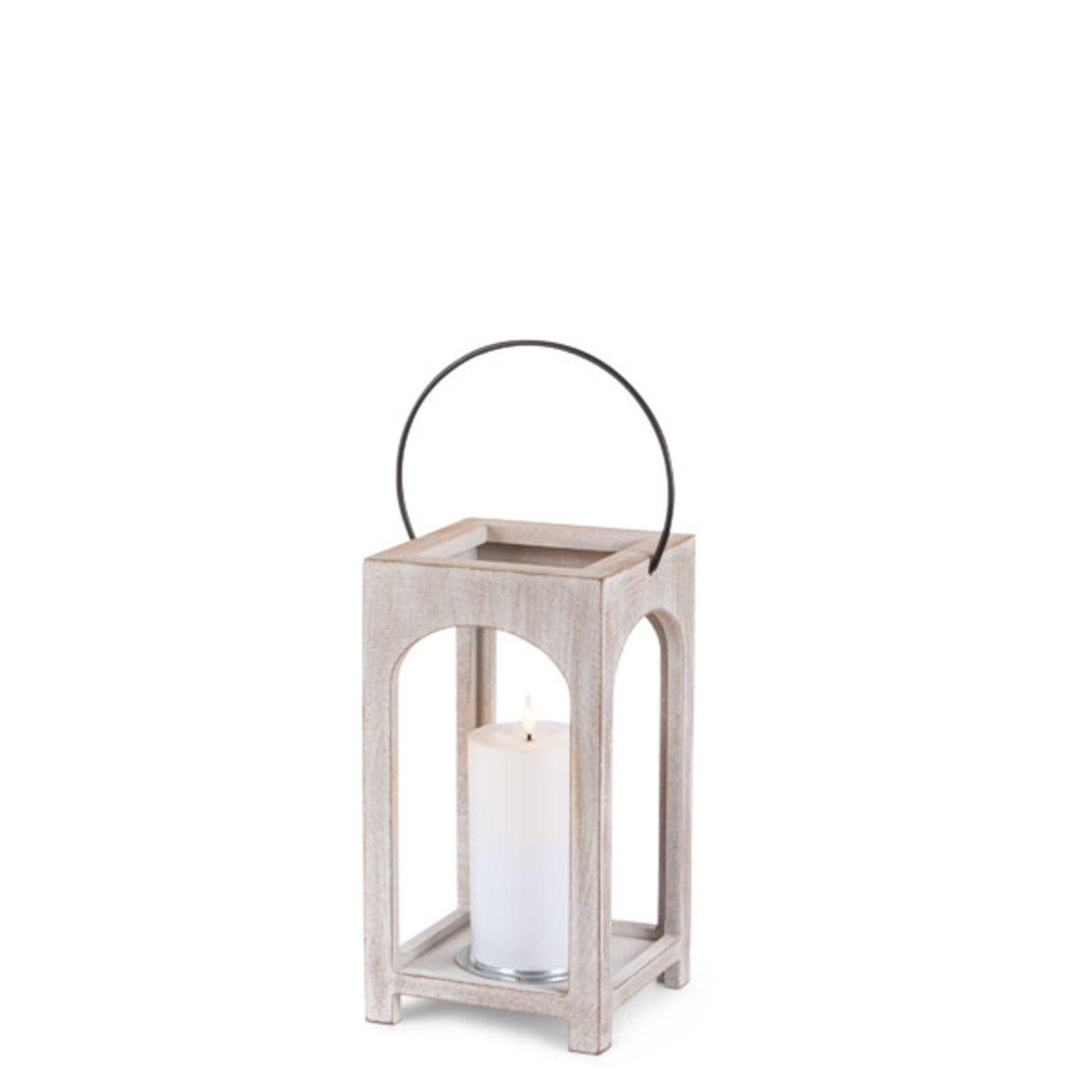 Gerson 5.51"L x 10.24"H Wooden Lantern with LED Resin Candle   46135 loading=