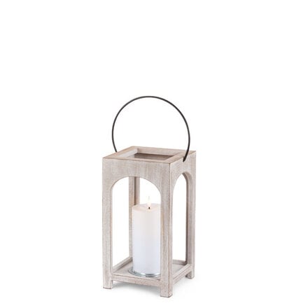 Gerson 5.51"L x 10.24"H Wooden Lantern with LED Resin Candle   46135