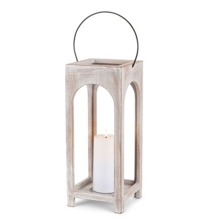 Gerson 6.3"L x 15.35"H Wooden Lantern with LED Resin Candle  46136