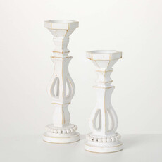 Sullivans WHITE WOOD PILLAR HOLDER  Large  16"  PN3751L