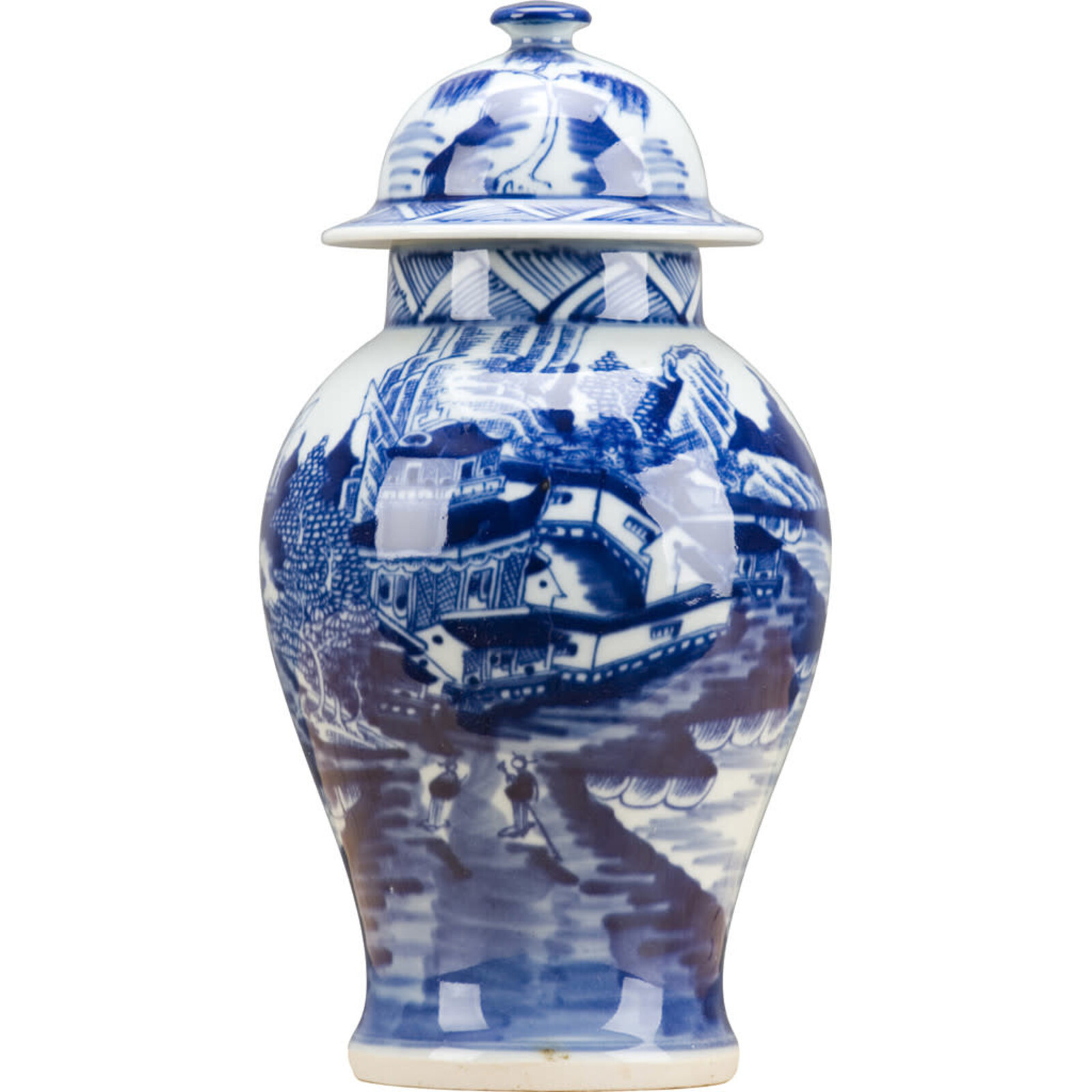 Danny's Fine Porcelain BLUE AND WHITE SMALL WARRIOR JAR  50115 loading=