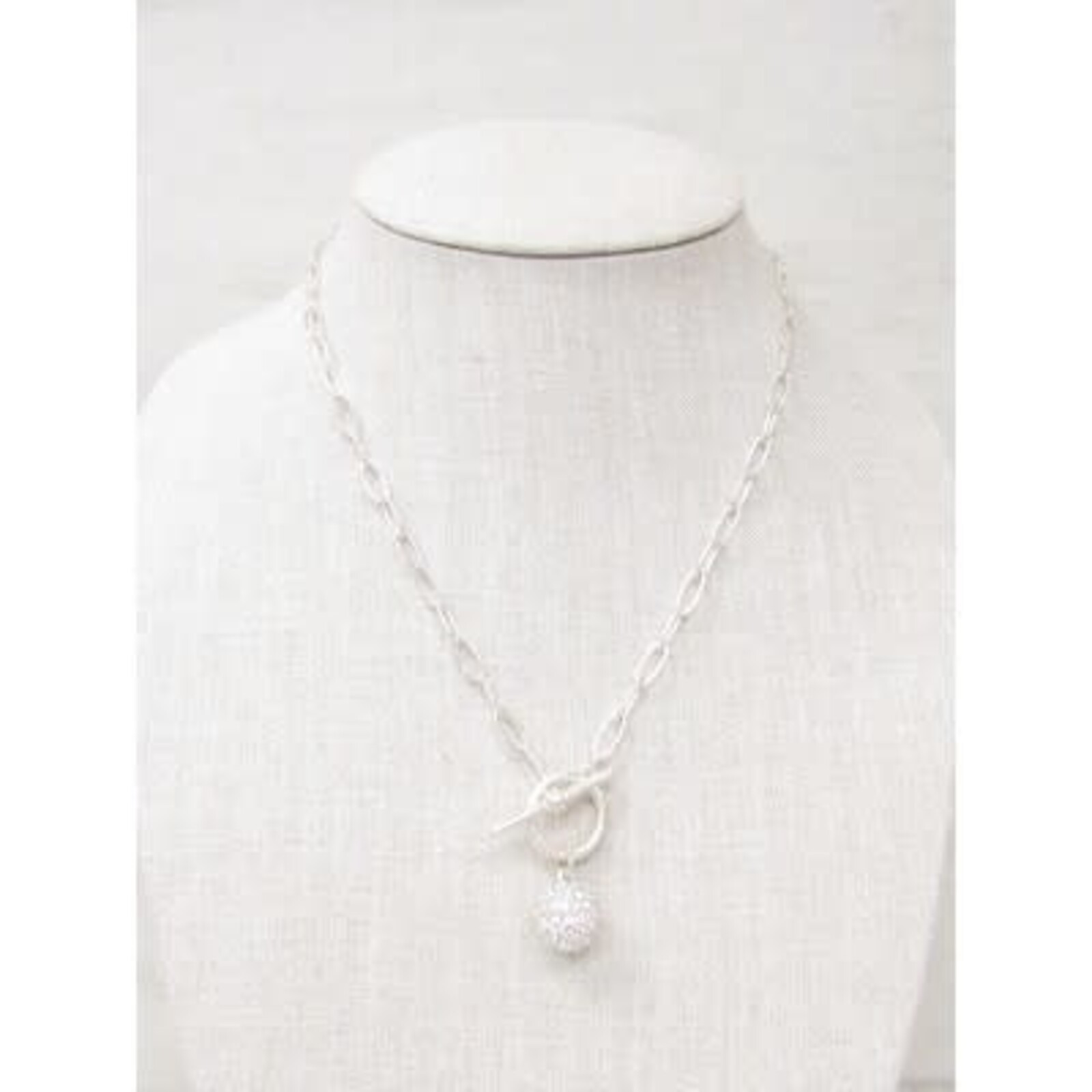 Meghan Browne 18in SILVER  WITH PAVE BALL ACCENT Necklace ABL-SV loading=