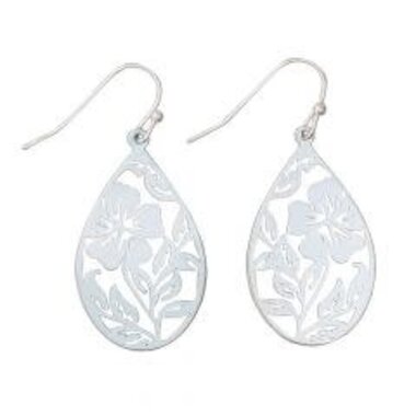 Periwinkle by Barlow Earrings-Silver Floral Drops   8108844