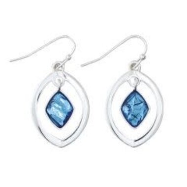 Periwinkle by Barlow Earrings-Silver with Bright Blue Charm  8108851