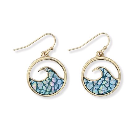 Periwinkle by Barlow Earrings-Round Blue Mosaic Waves  8109032
