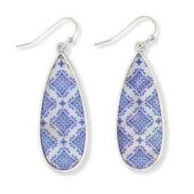 Periwinkle by Barlow Earrings-Blue & White Patterned  8108941