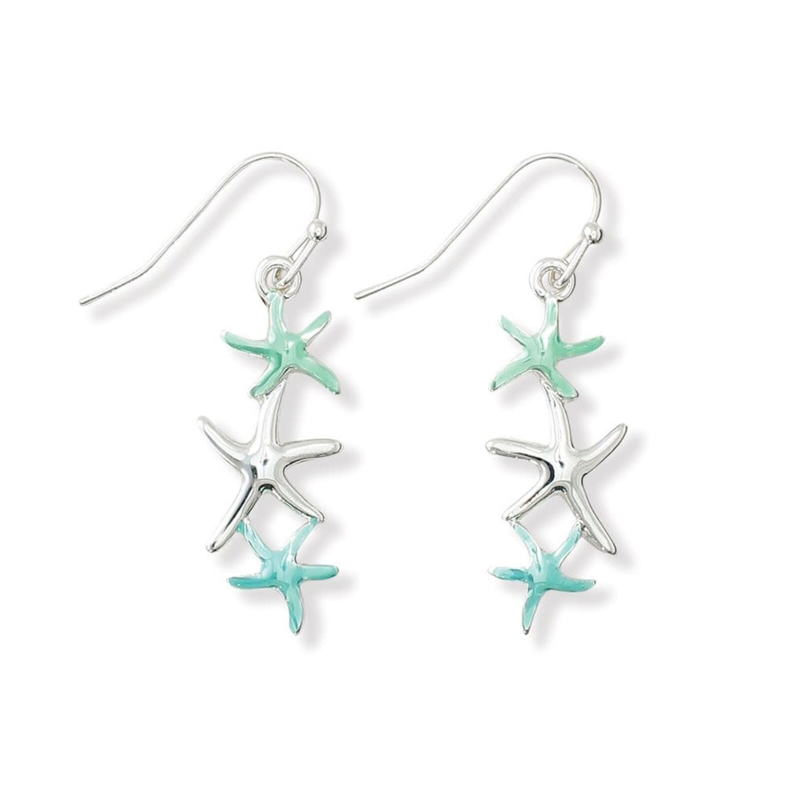 Periwinkle by Barlow Earrings-Aqua & Silver Starfish    8109050 loading=