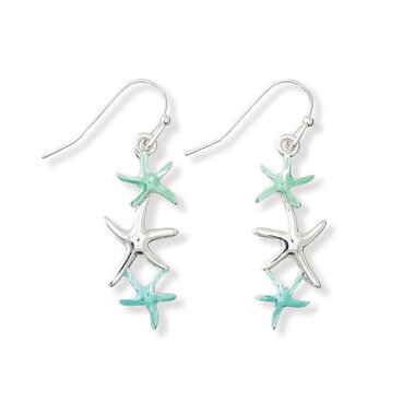 Periwinkle by Barlow Earrings-Aqua & Silver Starfish    8109050