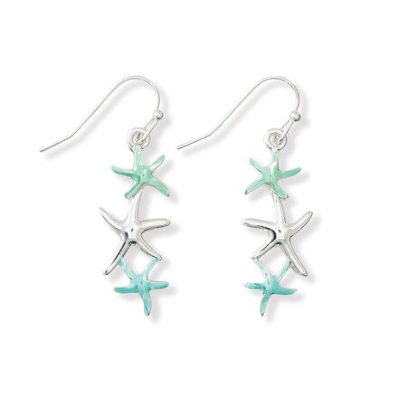 Periwinkle by Barlow Earrings-Aqua & Silver Starfish    8109050