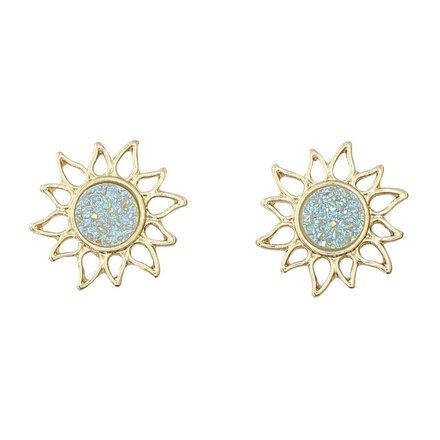 Periwinkle by Barlow Earrings-Gold and Aqua Flowers   8108949