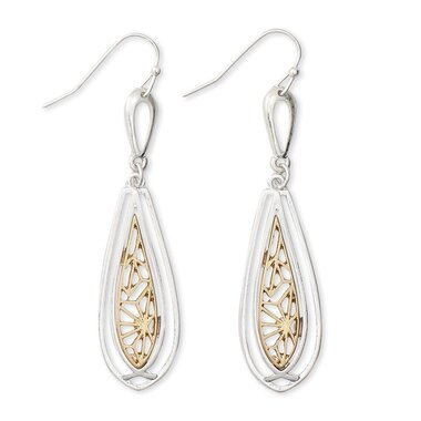 Periwinkle by Barlow Earrings-Two-tone Etched Drops  8108914