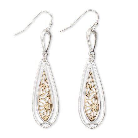 Periwinkle by Barlow Earrings-Two-tone Etched Drops  8108914
