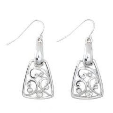 Periwinkle by Barlow Earrings-Silver Scroll with Crystals    8108909