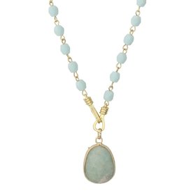 Periwinkle by Barlow Necklace-Mint Drop with Faceted Beads  8151362