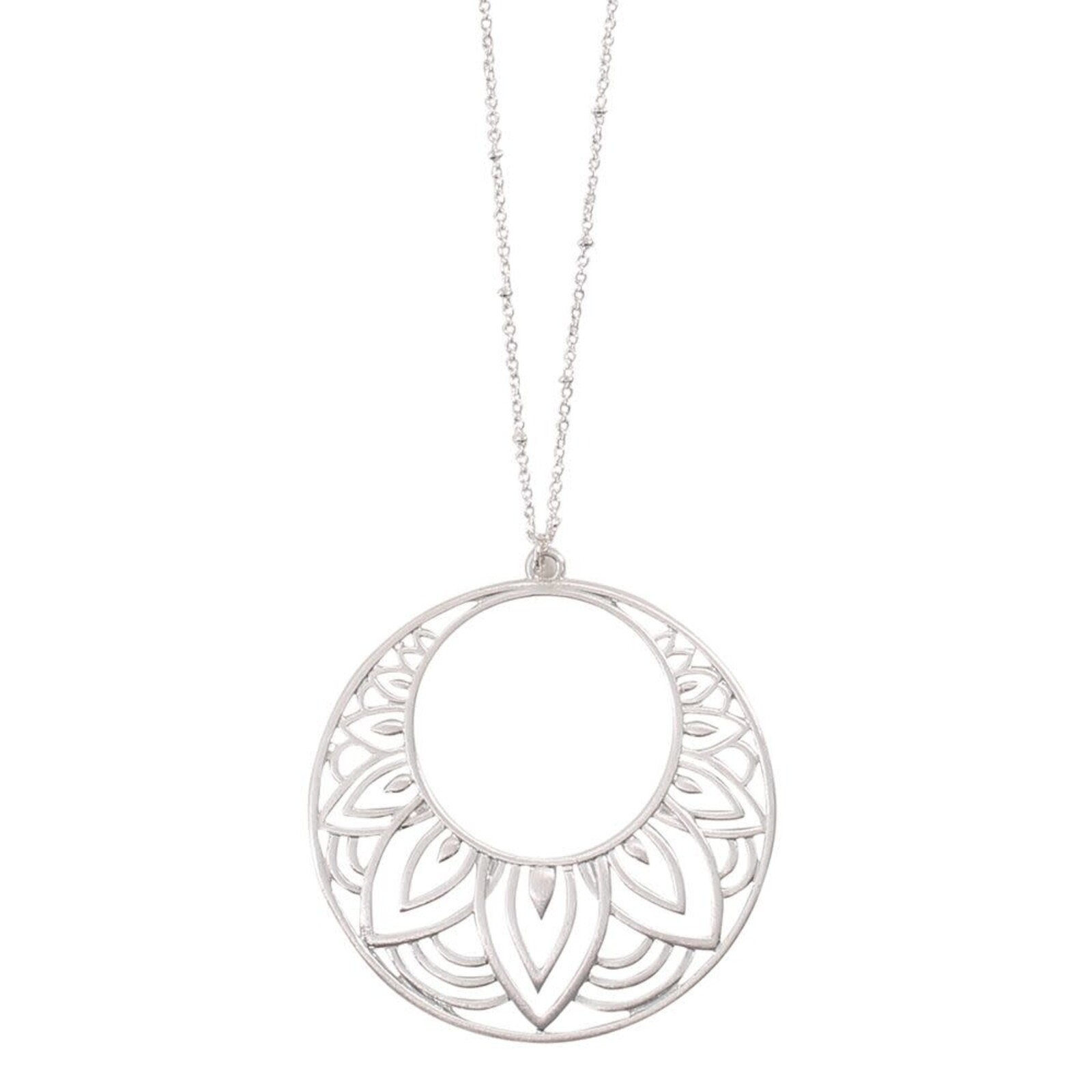 Periwinkle by Barlow Necklace-Silver Detailed Disc   8151323 loading=