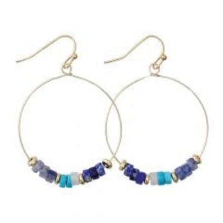 Periwinkle by Barlow Earrings-Blues and Gold Hoops  8108952