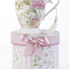 Delton Products 4.6" Porcelain Mug in Gift Box, Pink Peony   8148-6