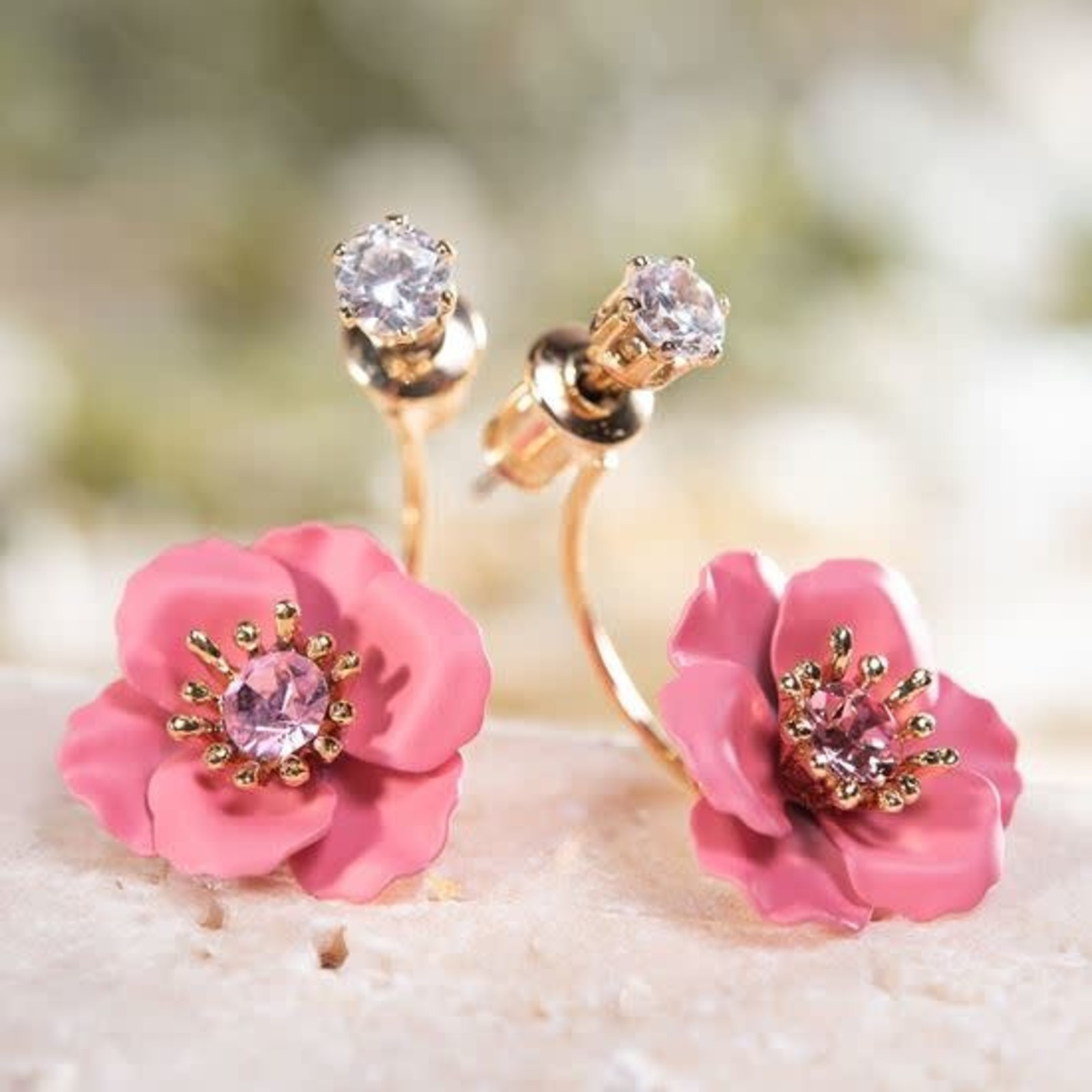 Amanda Blu Blu Botanicals Single Drop w Crystal Post loading=