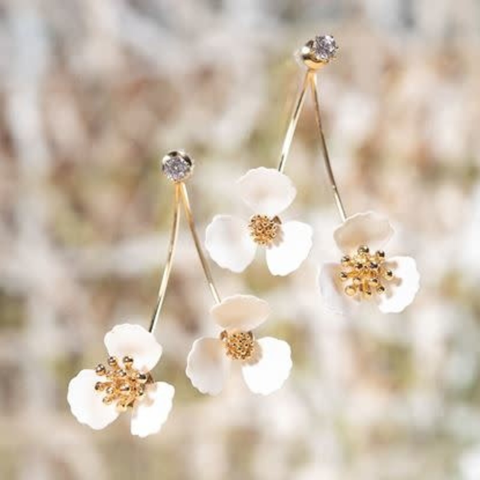Amanda Blu Blu Bontanicals Double Flower with Crystal Post loading=