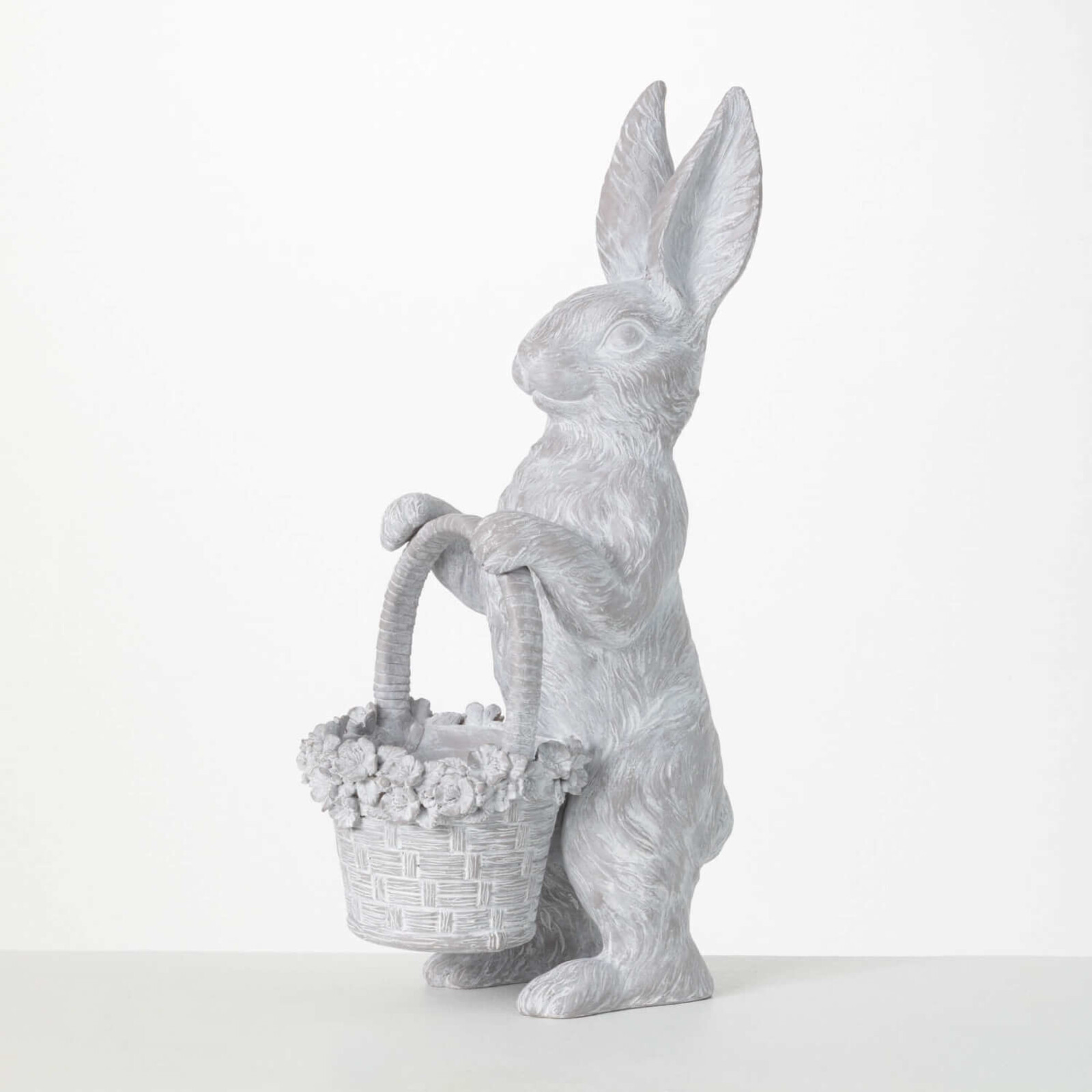 Sullivans WHITEWASHED BUNNY WITH BASKET    PR2720 loading=