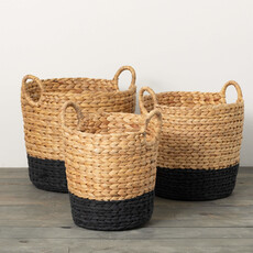 Sullivans BI-COLOR BANDED WOVEN BASKET   N2823M