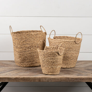 Ragon House WOVEN BASKET W/ HANDLES Large  E217002L