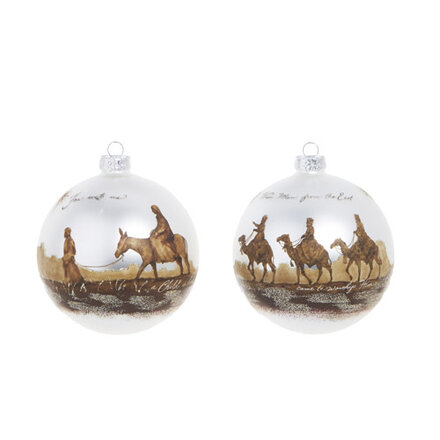 RAZ Imports Inc. 5" HOLY FAMILY AND WISE MEN BALL ORNAMENT  4324525