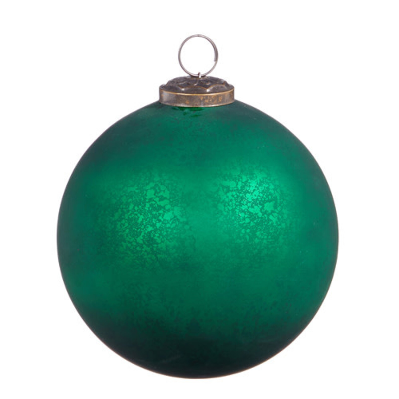 RAZ Imports Inc. 5" ANTIQUED DARK GREEN BALL ORNAMENT  4338336 loading=