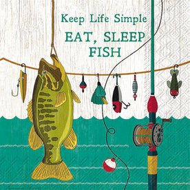 Boston International EAT SLEEP FISH COCKTAIL NAPKIN  C781200