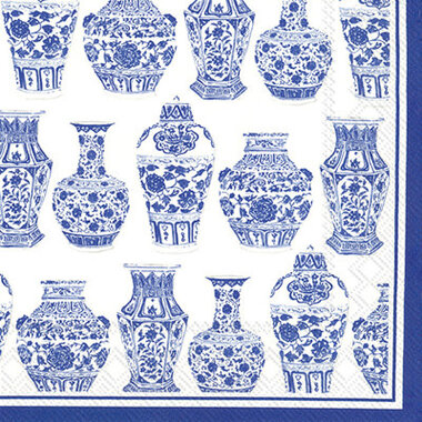 Boston International BLUE AND WHITE URNS  Cocktail Napkin  C737800