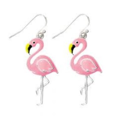 Periwinkle by Barlow Earrings-Bright Pink Flamingos  8106339