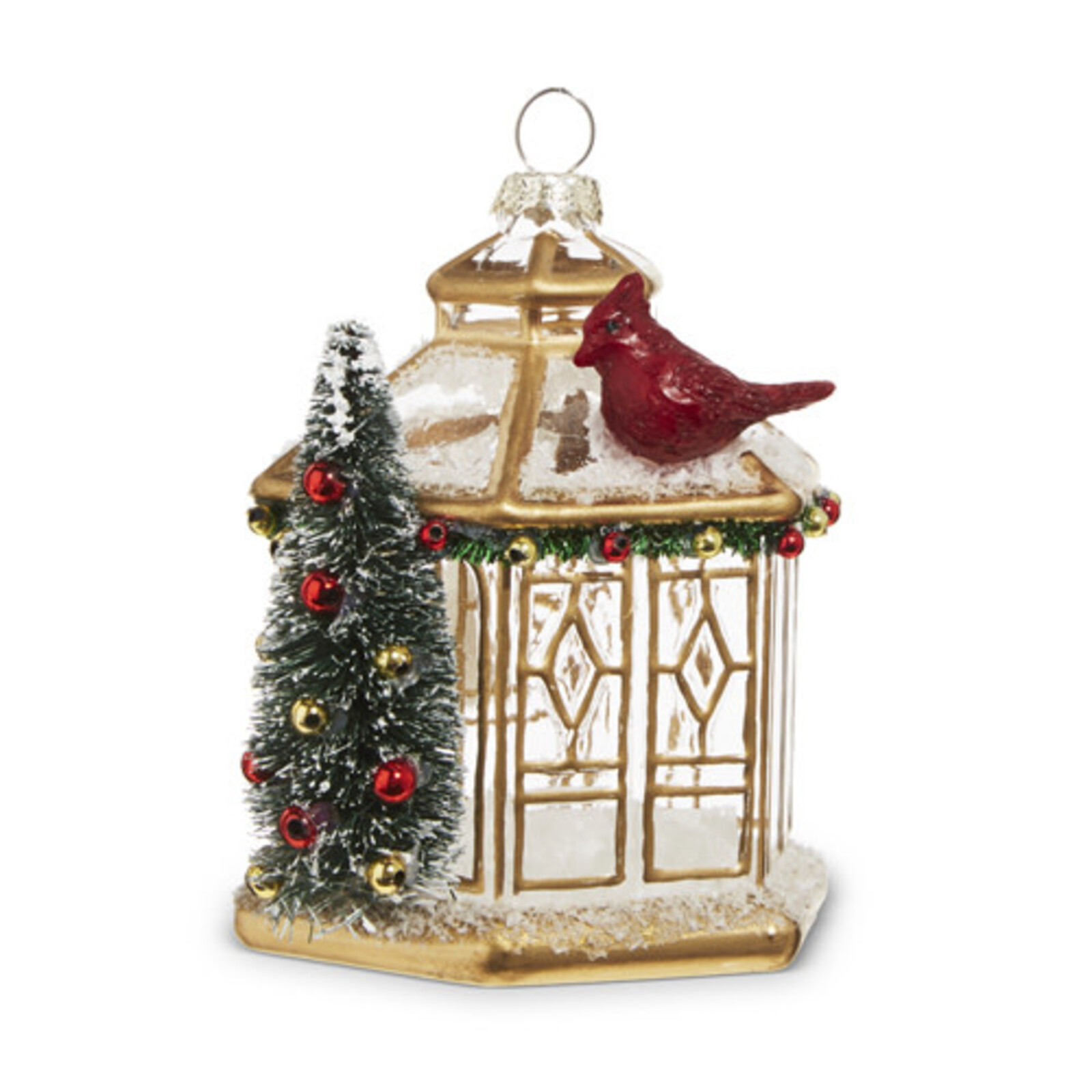 RAZ Imports Inc. 3.75" GOLD PAGODA WITH CARDINAL ORNAMENT  4324584 loading=