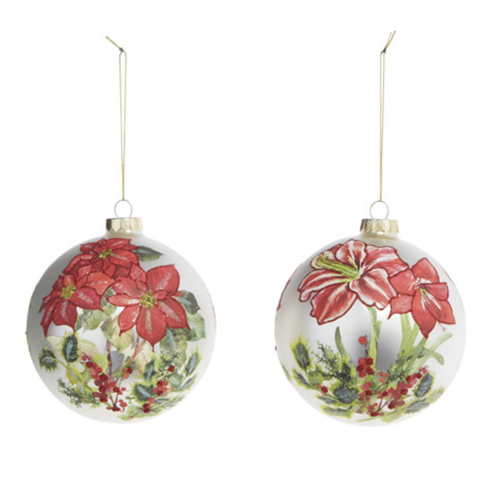 RAZ Imports Inc. 5" AMARYLLIS AND POINSETTIA BALL ORNAMENT  4324603 loading=