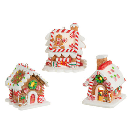 RAZ Imports Inc. 3.25" LIGHTED GINGERBREAD HOUSE ORNAMENT  3815534