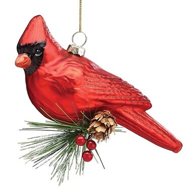 Burton + Burton RED CARDINAL SITTING ON BRANCH ORNAMENT 2044189