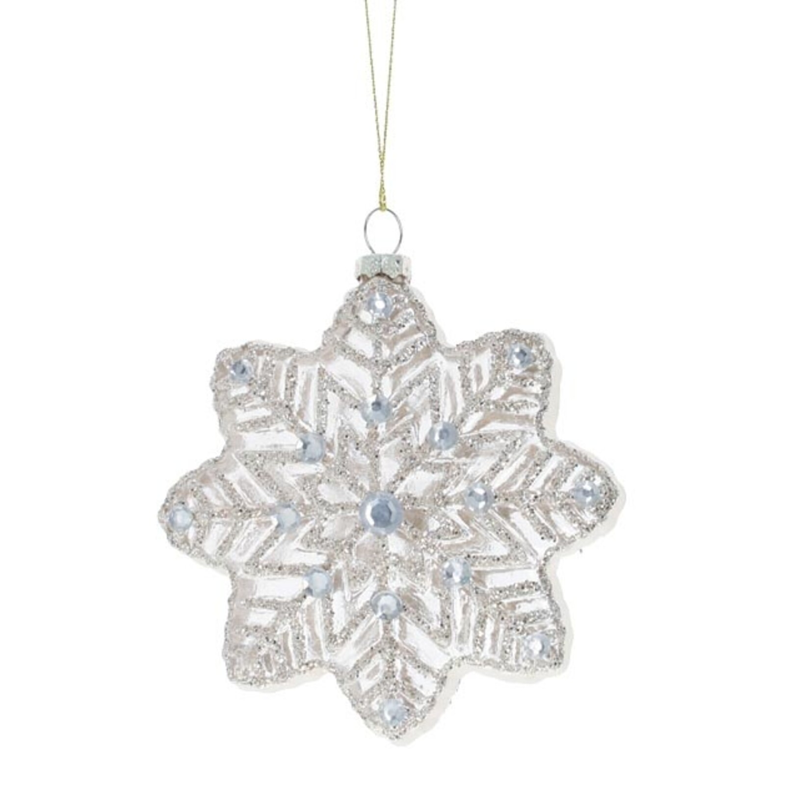 Burton + Burton GLASS SNOWFLAKE WITH GLITTER ORNAMENT     9746935 loading=