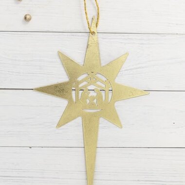 Trade Cie 16" Gold Metal Bethlehem Star w/Nativity  CM5550
