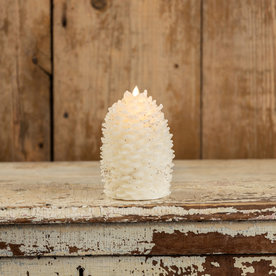 Ragon House 6" MOVING FLAME WHITE PINECONE CANDLE   NY213024