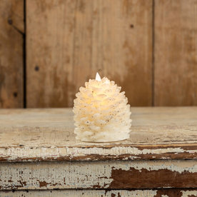 Ragon House 4.25 MOVING FLAME WHITE PINECONE CANDLE   NY213025
