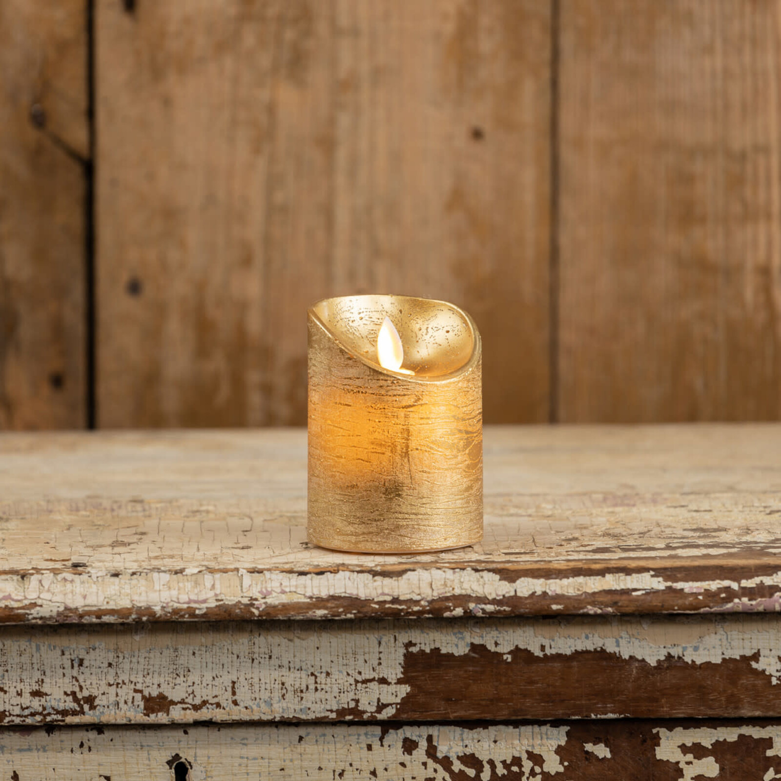 Ragon House 4" MOVING FLAME GOLD PILLAR CANDLE   NY213028 loading=