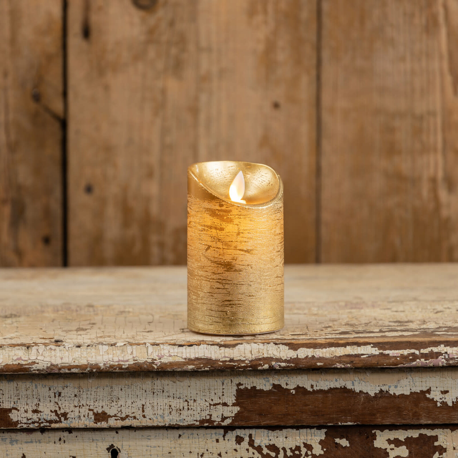 Ragon House 5" MOVING FLAME GOLD PILLAR CANDLE    NY213027 loading=