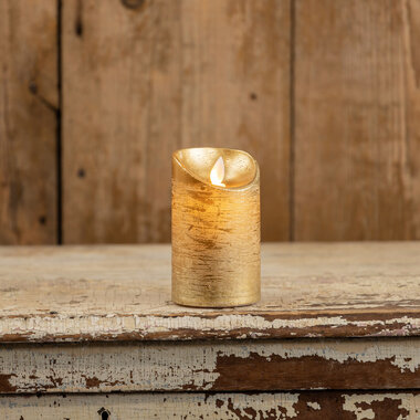 Ragon House 5" MOVING FLAME GOLD PILLAR CANDLE    NY213027