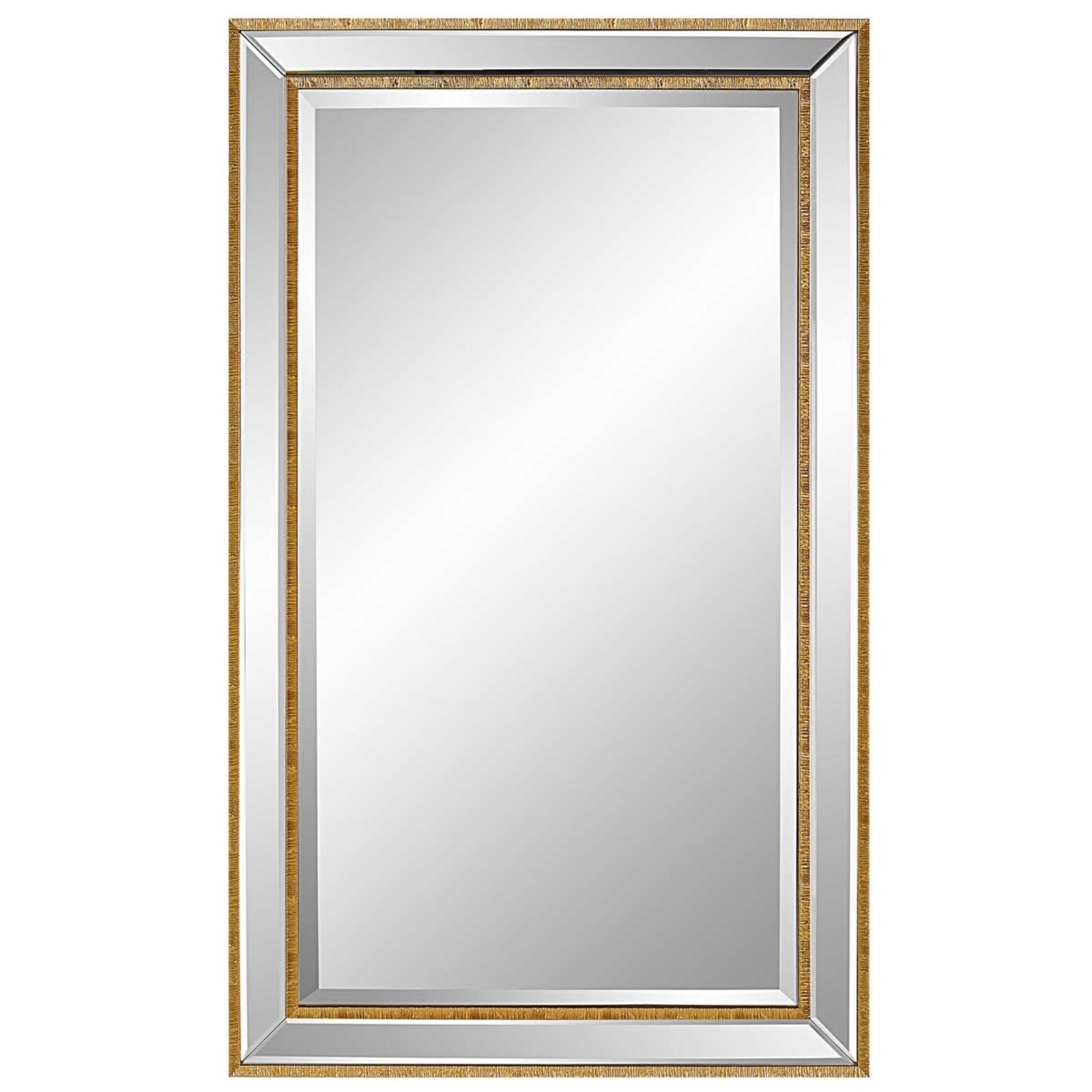Uttermost Beveled Mirror with Gold Accents   W00553 loading=