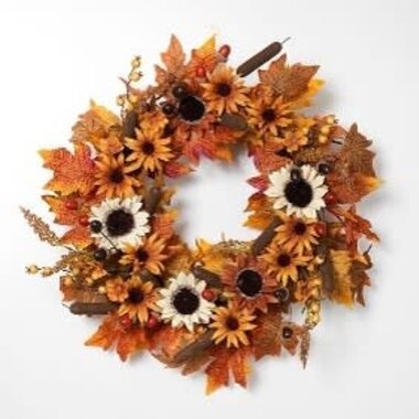 24" Harvest Wreath with Cattail  2361120