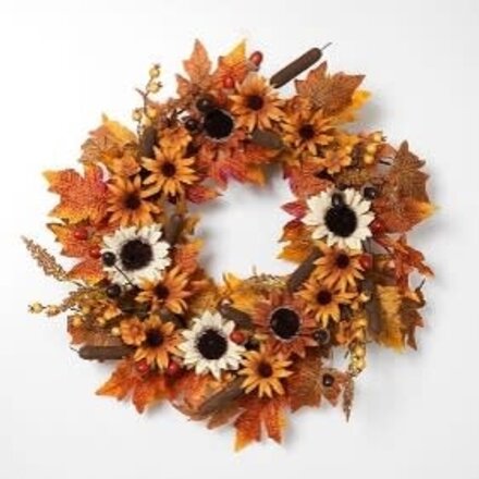 24" Harvest Wreath with Cattail  2361120