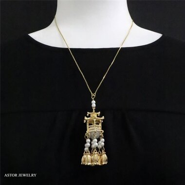 Astor Jewelry Silver Pagoda Light Pendant Necklace   24100