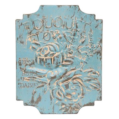 Meravic ANTIQUE BLUE METAL "BOUQUET" WALL SIGN   A2693