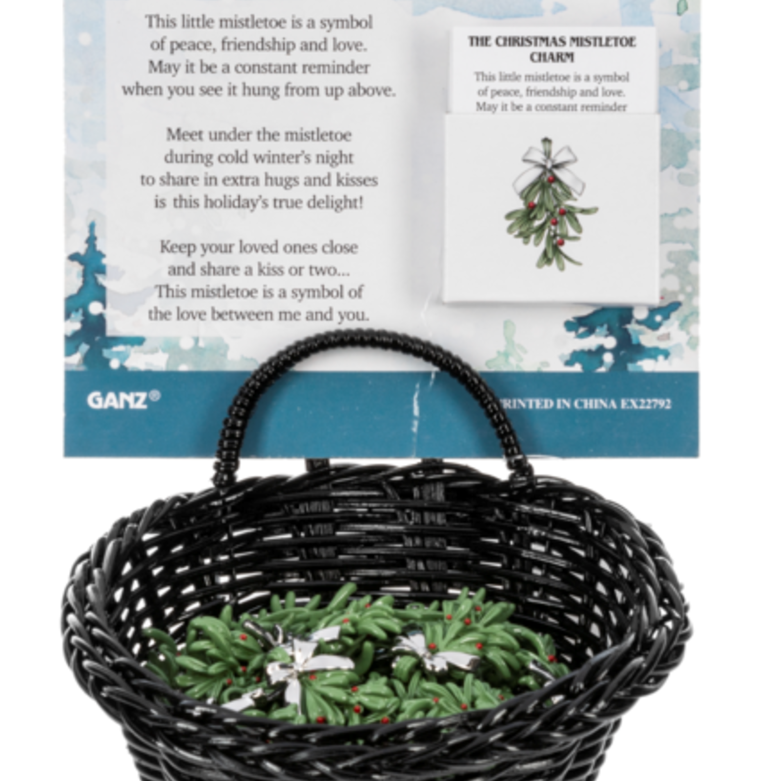 Ganz Merry Mistletoe Charms in a Basket  EX22792 loading=