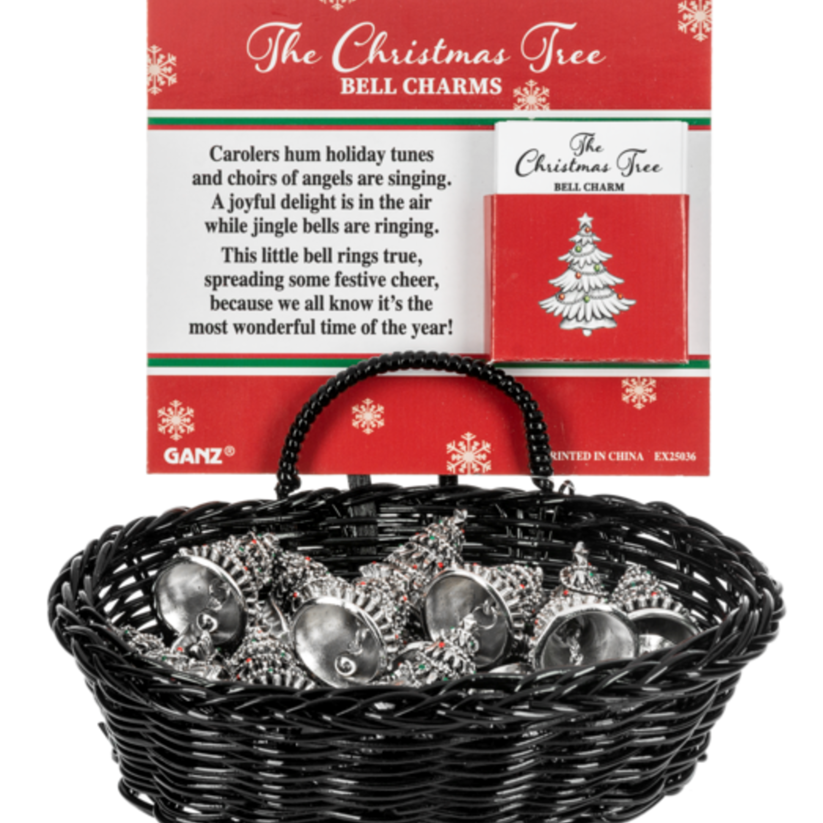 Ganz The Christmas Tree Bell Charms in a Basket  EX25036 loading=